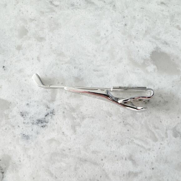 Swank Golf Club Tie‎ Clip Men One Size Silver Tone Golf Themed Vintage Accessory - Picture 5 of 5